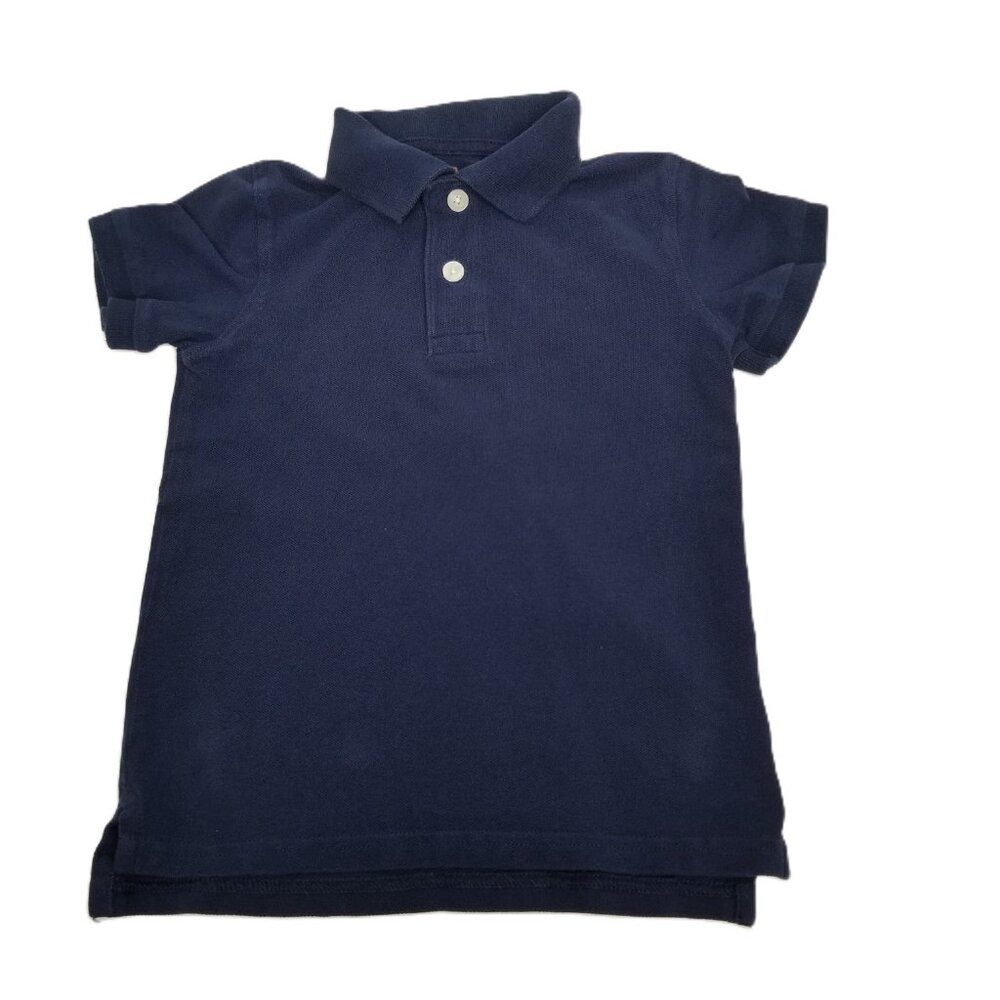 Cat Jack Polo Shirt XS 4 5 Navy Blue Cotton Uniform School Boys Short Sleeve
